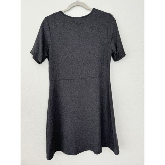 NWT Michael Stars zip up lambskin leather mix charcoal fit and flare dress M - Picture 8 of 13